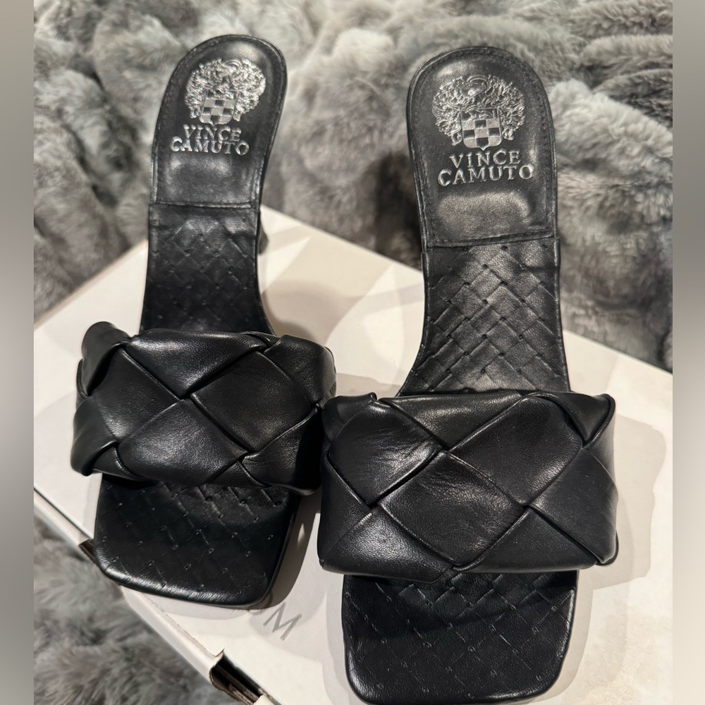 Vince Camuto Black Woven Strap Sandals